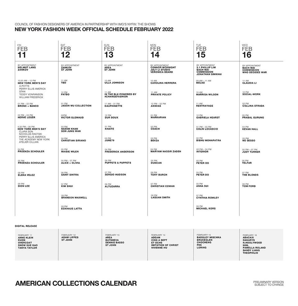 New York Moda Haftası programı