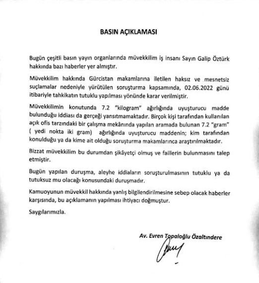 Galip Öztürk-Basın Açıklaması