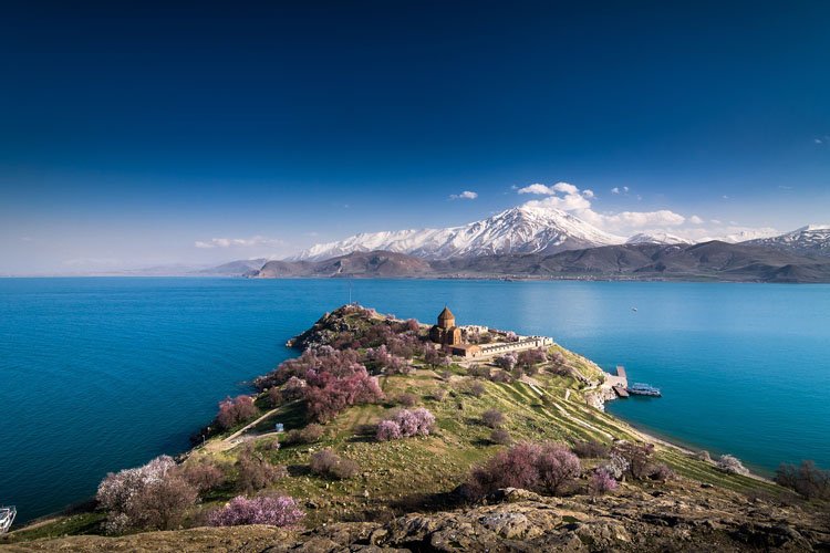 armenian,Holy,Cross,Cathedral,Surrounded,By,Tree,In,Blossom,,In